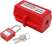Plug Lockout Device, Plug Lockout Tagout Set Rustproof Impact Proof Anti Fade High Strength for Air Conditioner TV for Home Industry Chemistry Medium lock box + 38mm padlock