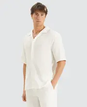 [Nomadic Paradise] Psych Cropped Resort Shirt White S