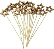 Star Cocktail Pick yyangz 100PCS Gold Star Shaped Bamboo Cocktail Picks, Christmas Toothpicks Skewers for Appetizer BBQ Drink Trees, Martini Picks