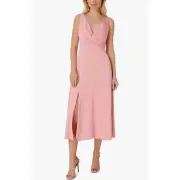 Aidan by Aidan Mattox Womens Satin Sleeveless Midi Dress Deep Rose 4
