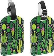 [WOSHJIUK] Luggage Tags,2 Pack Labels Suitcase Tags,Cacti Flower and Cactus,Luggage Tags Privacy Protection Travel Bag Tag