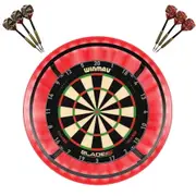 Winmau Blade 6 TRIPLE CORE Dart Board + Target Corona Light + Red Surround + Darts