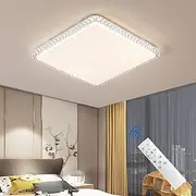 Swordforce LED Ceiling Light,3 Colors Dimmable Square LED Flush Mount Lighting Fixture with Remote,Crystal Edge Ceiling Lamp for Living Room Bedroom Hallway