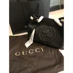 幸運星二手 98新 GUCCI GUCCI SOHO LEATHER SHOULDER 鏈包 肩背包 黑色