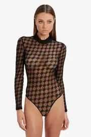 adoni mesh bodysuit in black