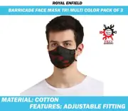 ROYAL ENFIELD BARRICADE "FACE MASK" "TRI MULTI COLOR PACK OF 3"