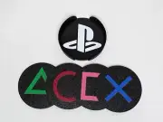 Playstation Buttons Logo Coaster Set with Holder 3d Printed