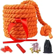 33FT Tug of War Rope for Kids and Adults, Tug o War Ropes,Tug a War Rope, Soft Natural Twisted Cotton Rope Games for Team Building Activities, Carnival Party, Family Reunion,Yard Games (Orange)