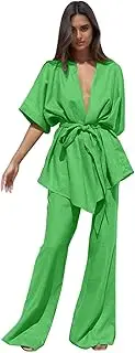 [WUANDIXFA] Blazers for Women Sleeveless Suit Vest and Wide Leg Pants Elegant Blazer Sets Women's 2 Piece Outfits