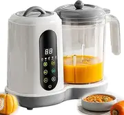 Baby Food Maker, 50-400ML Steamer Puree Blender, Grinding with 4 Menu Multifunctional Baby Food Maker, Auto Cooking Grinding, Touch Screen Control, Large Opening for Easy Cleaning, White