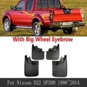 4Pcs Splash Guards Mud Flaps Fender Mudguard Flares Accessories For Nissan Navara D22 Datsun Frontier NP300 1998~2014 with wheel eyebrow