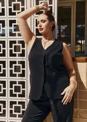 [Taking Shape] Taking Shape Dress Code Work Waistcoat Size 10 in Black - Plus Size Women's Clothing Black