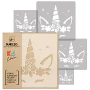 5x reusable PLASTIC Stencils / 13.4" to 3.5"/Nursery KIDS Template / UNICORN #3