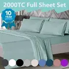 2000TC Queen Size Bed Sheet Set Deep Fitted Sheet Sets Flat Fitted Pillowcases