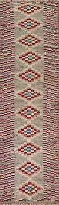 Thick-Plush Modern Moroccan Geometric Oriental Runner Rug Wool Handmade 4x6