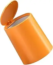 Kichvoe Plastic Trash Can Garbage Can with Press Top Lid Round Garbage Bin Waste Basket for Bathroom Living Room Office Kitchen Orange