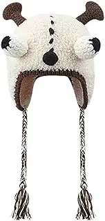 [SKUZA] Knitted Hat,Knit Earflap Beanie Hat Plush Warm Hat with Big Eye Cute Ears Beanie Fuzzy Hat Little Devil Hat Kid Funny Windproof Skull Cap