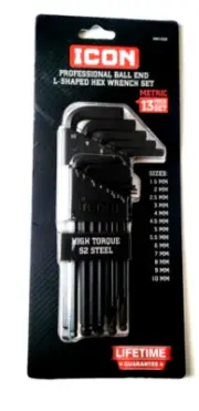 (NEW) ICON Professional Ball End 13pc Metric L-shaped Hex Wrench Set high Torque