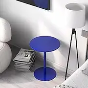 Modern Round Dining Table Bar Table Tall Cocktail Bistro Table, Coffee Table Living Room Drink Table, Small Side End Table for Small Space Home, Blue(60x72cm)