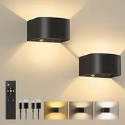 Tobeape Rechargeable Motion Sensor Light with Remote Control 3 Colors, Wireless LED Night Light, 5000mAh Battery Powered Wall Sconce Brightness Adjustable, Wall Light for Living Room Kitchen, Stair