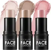 3PC Cream Contour Sticks Face Contouring Makeup Kit Highlighter Bronzer & Blush