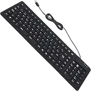 Portable Foldable Keyboard, Soft Silicone Material, Waterproof and Dustproof, Plug and Play, Quiet Design, Compatible with Windows, Spanish Layout, USB Wired Connection for PC,