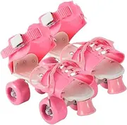 Skating Shoes for Kids - Adjustable Quad Roller Skates for Skating, Outdoor Recreation, Wear-Resistant Double Row Design, No Need to Take Off Shoes for Teenagers, Kids Boys Girls, Beginners