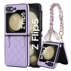 Luxury Soft Leather Shockproof Case with Scarves Lanyard for Galaxy Z Flip 6/5/4