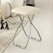 18Inch Home Bar Stool Square Cushioned Padded Foldable Stool Backless, Mini Counter Bar Stools Easy to Open or Close, 330 Lbs/150 Kg Capacity(White)