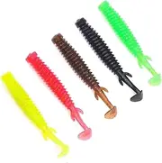 9-Piece Floating Stick Shrimp Lures T-Tail Baits with Spiral Heads Soft Plastics for Black Pit Bass/Mandarin Fish Artificial Bait