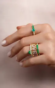 [Aisha Baker] Follow Your Bliss Green 18K Yellow Gold Diamond And Enamel Ring