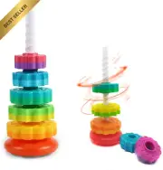 Baby Spinning Stacking Toys, Rainbow Ring Stacker, Montessori Sensory Toy