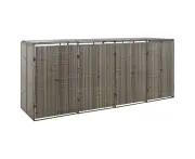 vidaXL Quadruple Wheelie Bin Shed Grey 274x80x117 cm Poly Rattan