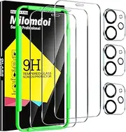 Milomdoi 3 Pack Screen Protector for Apple iPhone 11 with 3 Pack Tempered Glass Camera Lens Protector, Ultra 9H Accessories, Case Friendly, Mounting Frame, 2.5D curved, transparent