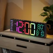 Clock Digital Alarm Large 10.5", Date, Month, Temperature LED Display, Desk,Wall
