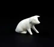 9942700-ds Porcelain Mini Figure Sitting Lucky Pig White Wagner&Apel 5x4cm