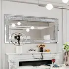 1200mm XL Large Size Crushed Diamond Sparkle Mirror Wide Border Dec Wall Mirror