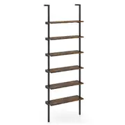 Giantex 6-Tier Bookcase Industrial Bookshelf w/Metal Frame Storage Unit Rustic Brown