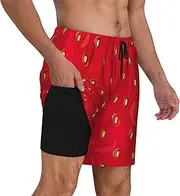 [AFHYZY] Mens Swim Trunks Short with Compression Liner Swimwear Bathing Suits Beach Board Shorts