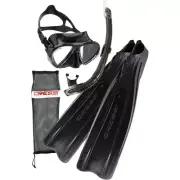 Cressi Pro Star Dive Mask + Snorkel + Fins in Bag Set for Diving or Snorkelling