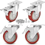 Moogiitools 4 Swivel Rubber Caster Wheels with Safety Dual Locking Heavy Duty 1200lbs Set of 4 with Brake