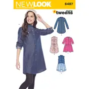 New Look Sewing Pattern 6487 N6487 Girls' Shirt Dresses and Tie Belt