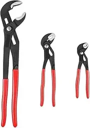 Water Pump Pliers Set 3 Piece Plumbing Lock Pliers Kitbag Quick Adjust Tongue Multi-Groove Ratcheting System Box-Joint Design suitable for automotive, construction
