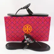 Tory Burch Miller Sandals with Laser-Cut Logo Detail in Perfect Black US 10.5