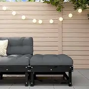 Garden Footstool with Cushion Black Solid Wood Pine