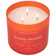 1 BLOOD ORANGE BASIL HONEYSUCKLE 3-WICK SCENTED CANDLE COLONIAL CANDLE 14.5 OZ