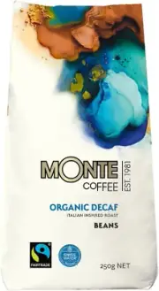 Monte Fairtrade Coffee Beans (250G, Decaf Organic)