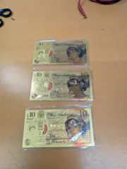 Princess DIANA 10 Pound Gold Foiled Bank Note The People’s Princess X3 A1