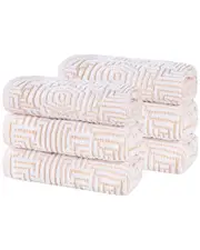 Superior Set of 6 Jasper Cotton Modern Geometric Jacquard Plush Hand Towels