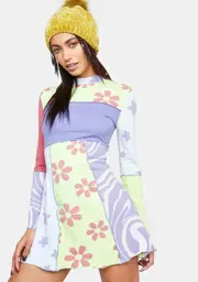 [dELiA*s by Dolls Kill] Season's Greetings Patchwork Mini Dress